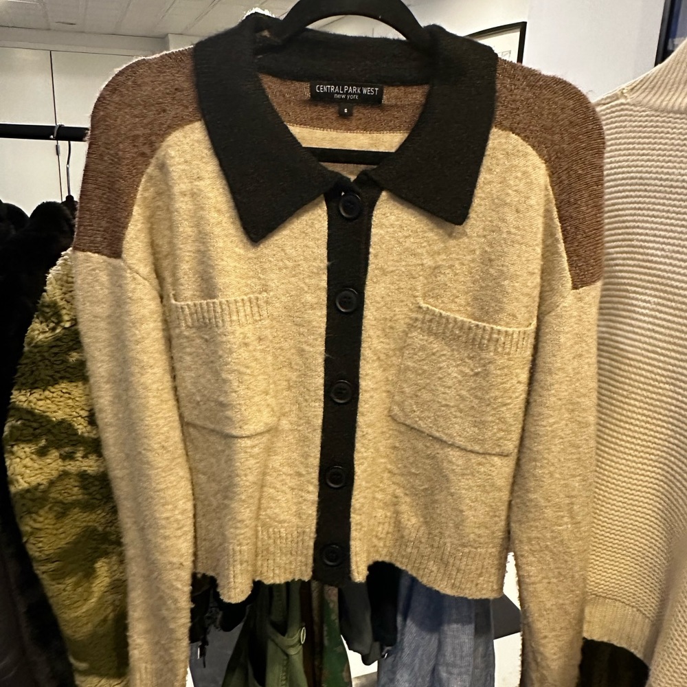 Central Park west two tone sweater/cardigan
